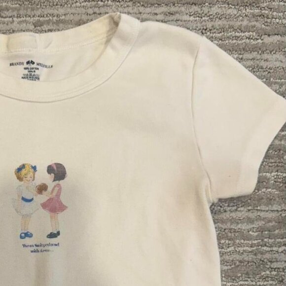 Brandy Melville Women's White and Cream T-shirt - Picture 3 of 3